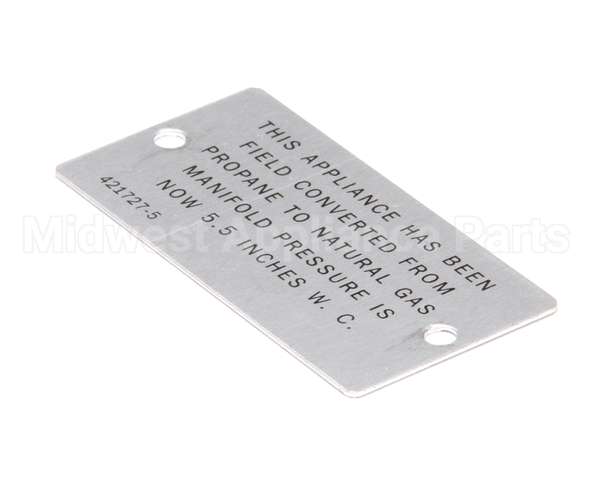 00-421727-00005 Vulcan Hart Plate,Propane To Natural Gas