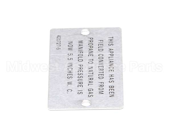 00-421727-00005 Vulcan Hart Plate,Propane To Natural Gas