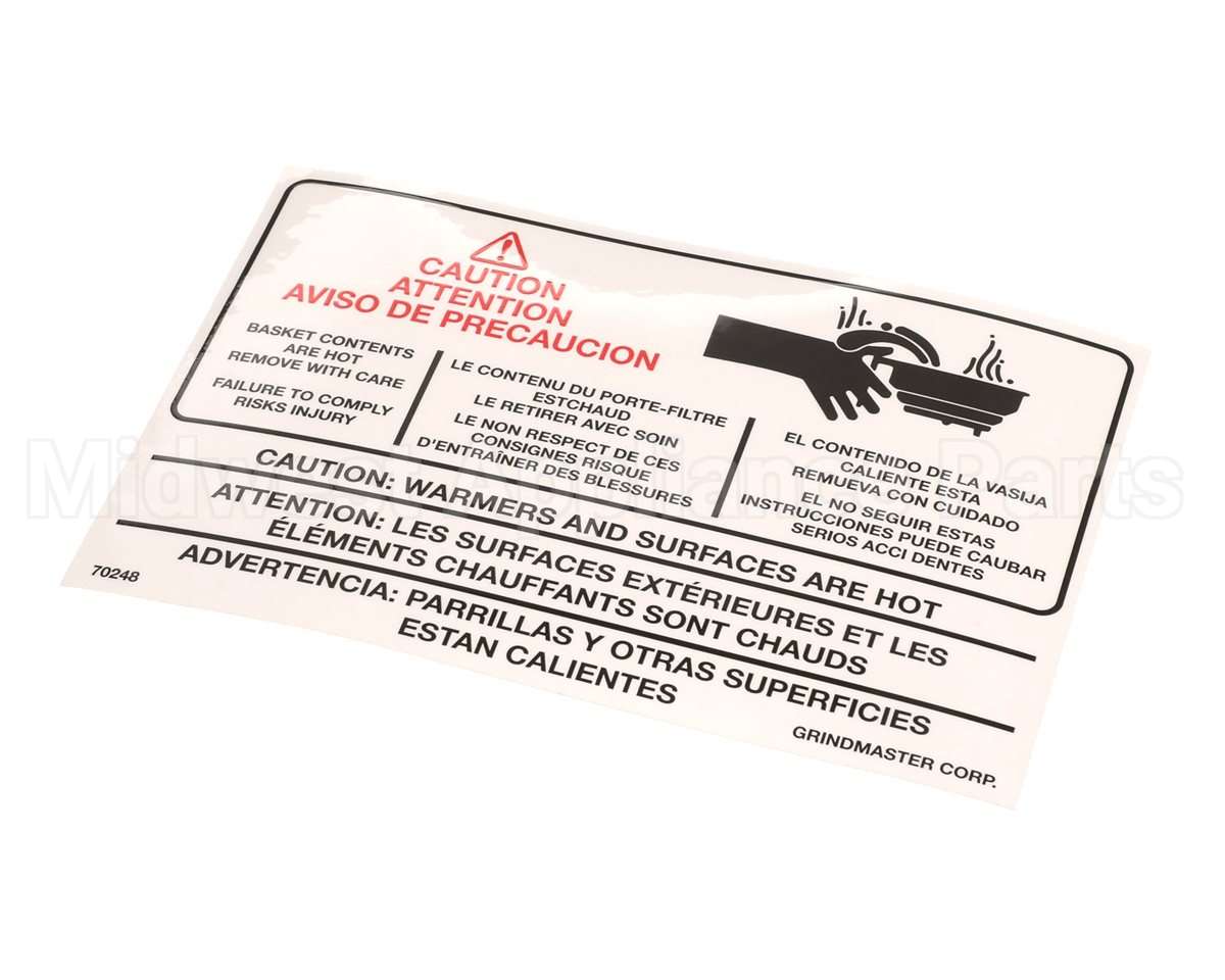 070248 Grindmaster Cecilware Label Warning A546-213