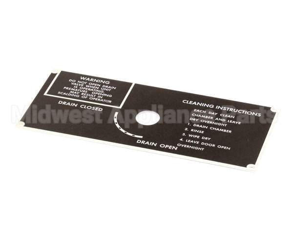 10-5938 Market Forge Plate, Drain Panel Clean Instr