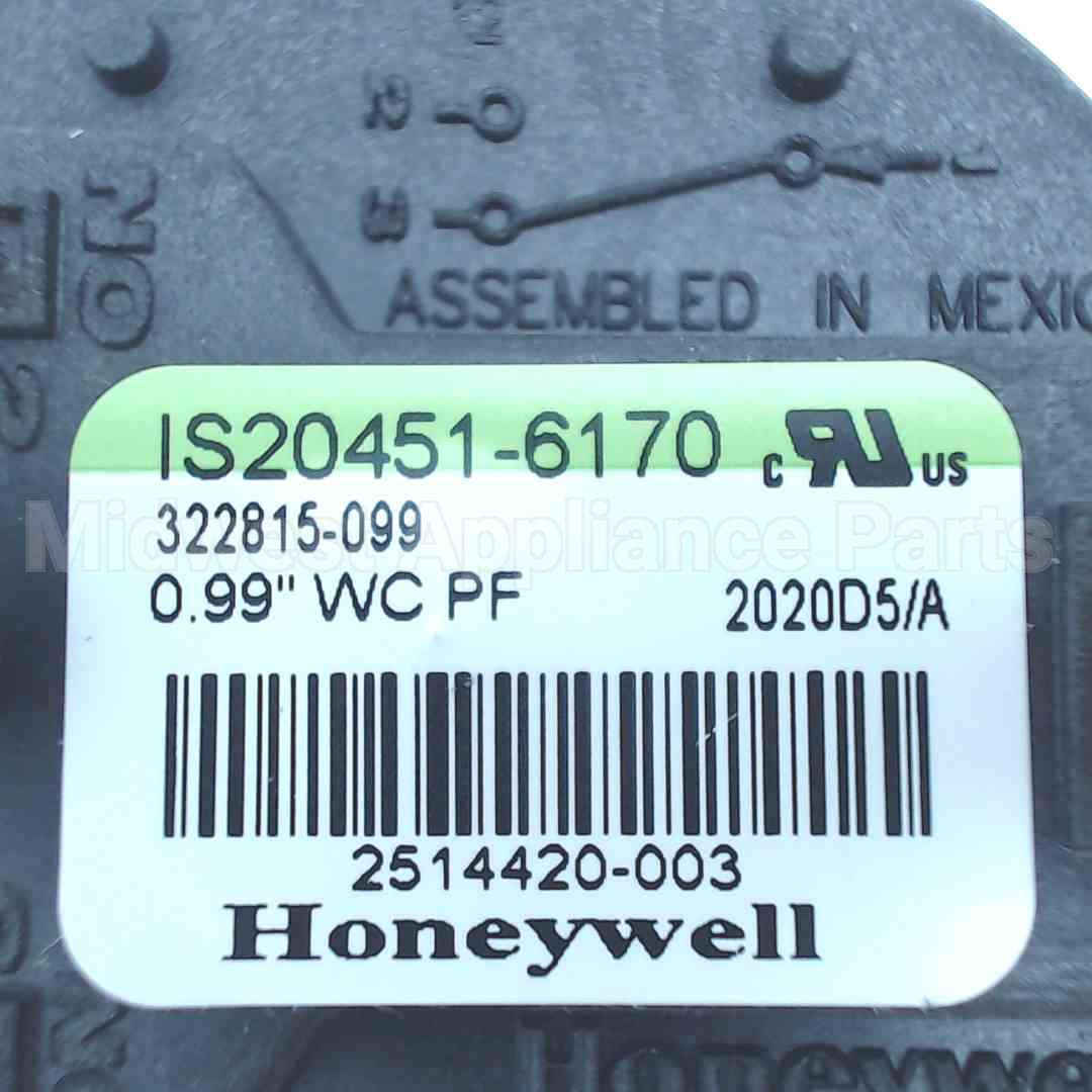 100112660 Lochinvar & A.o. Smith 0.99" Pressure Switch