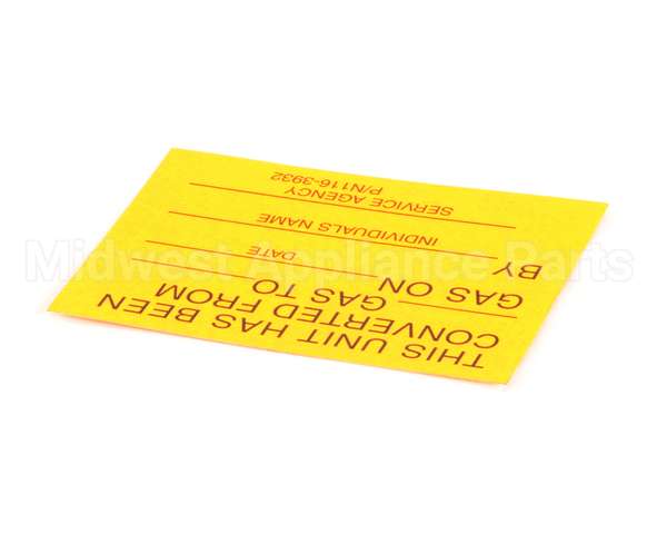 1163932 Southbend Range Label, Parts Service