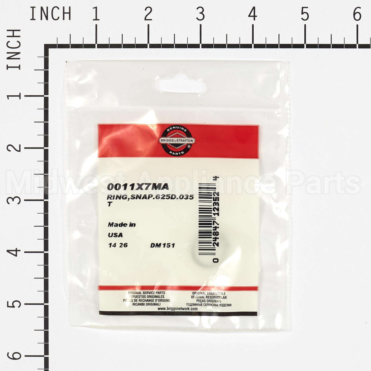 11X7MA Briggs & Stratton Ringsnap.625D.035T