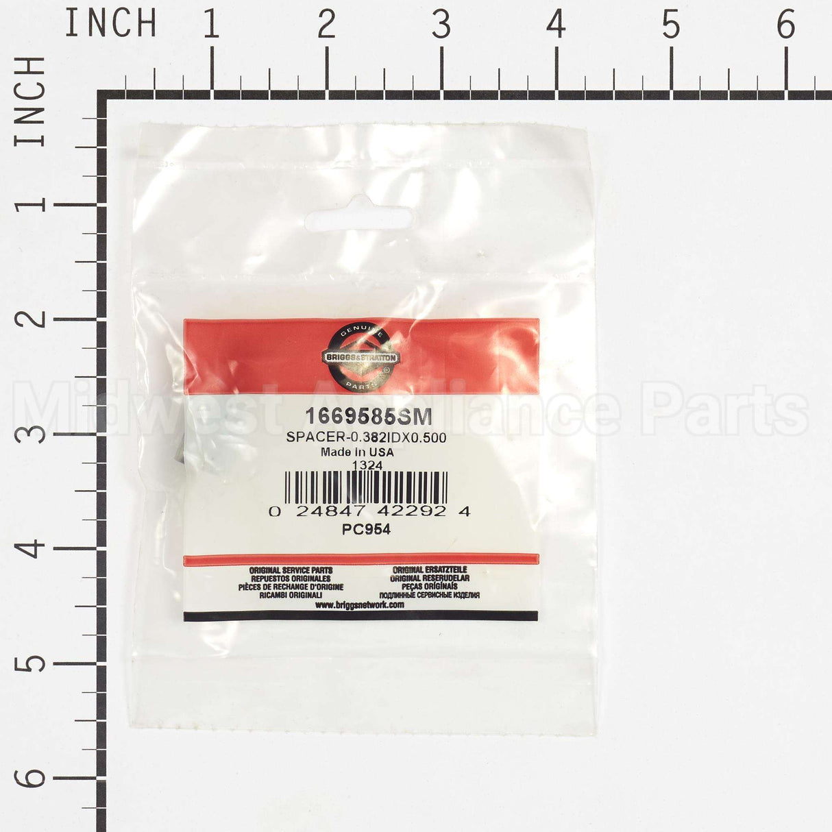1669585SM Briggs & Stratton Spacer-0.382Idx0.500