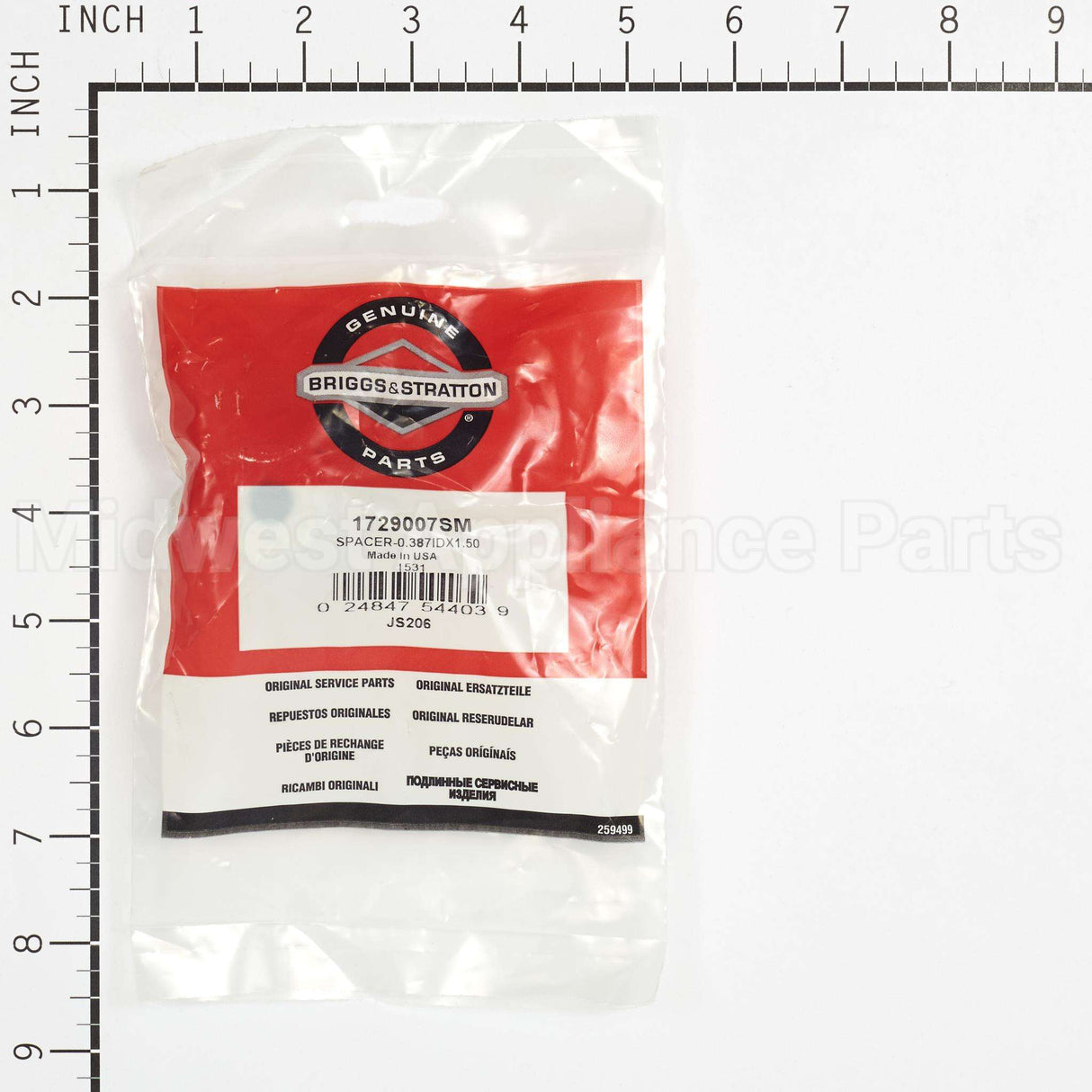 1729007SM Briggs & Stratton Spacer-0.387Idx1.50