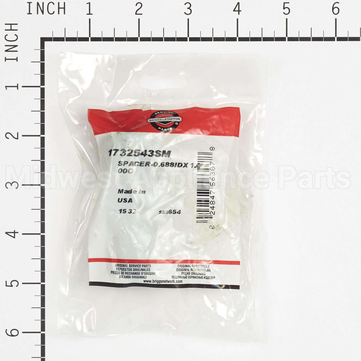 1732543SM Briggs & Stratton Spacer-0.688Idx1.000O