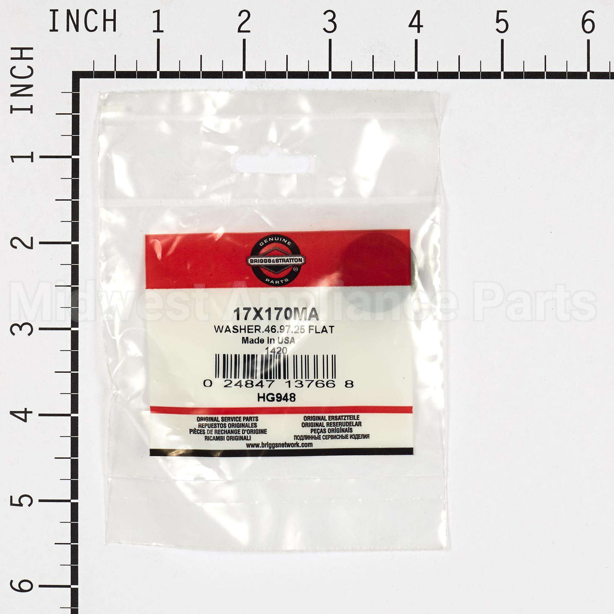 17X170MA Briggs & Stratton Washer.46.97.25 Flat