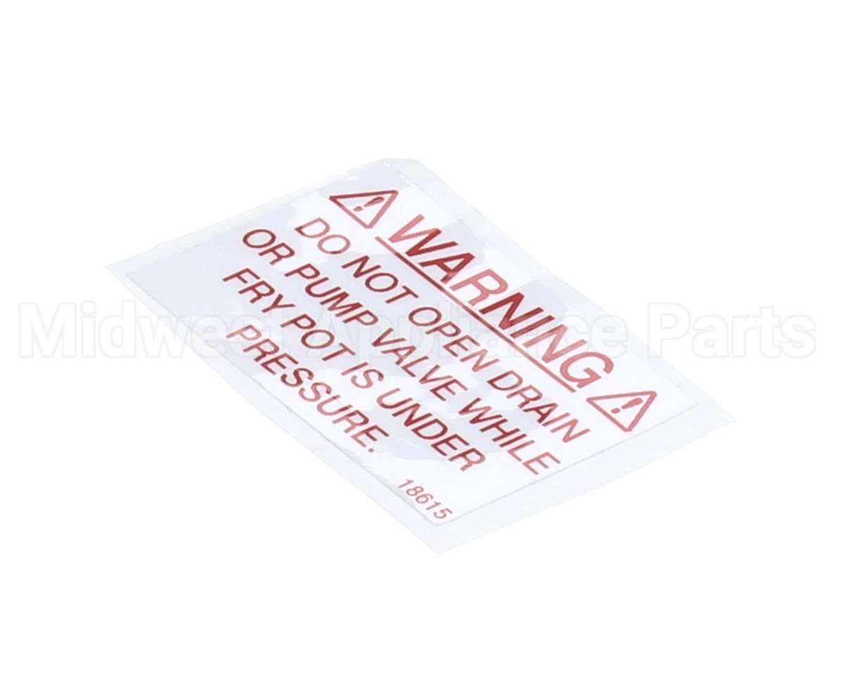 18615 Henny Penny Label - Drain Valve Warning