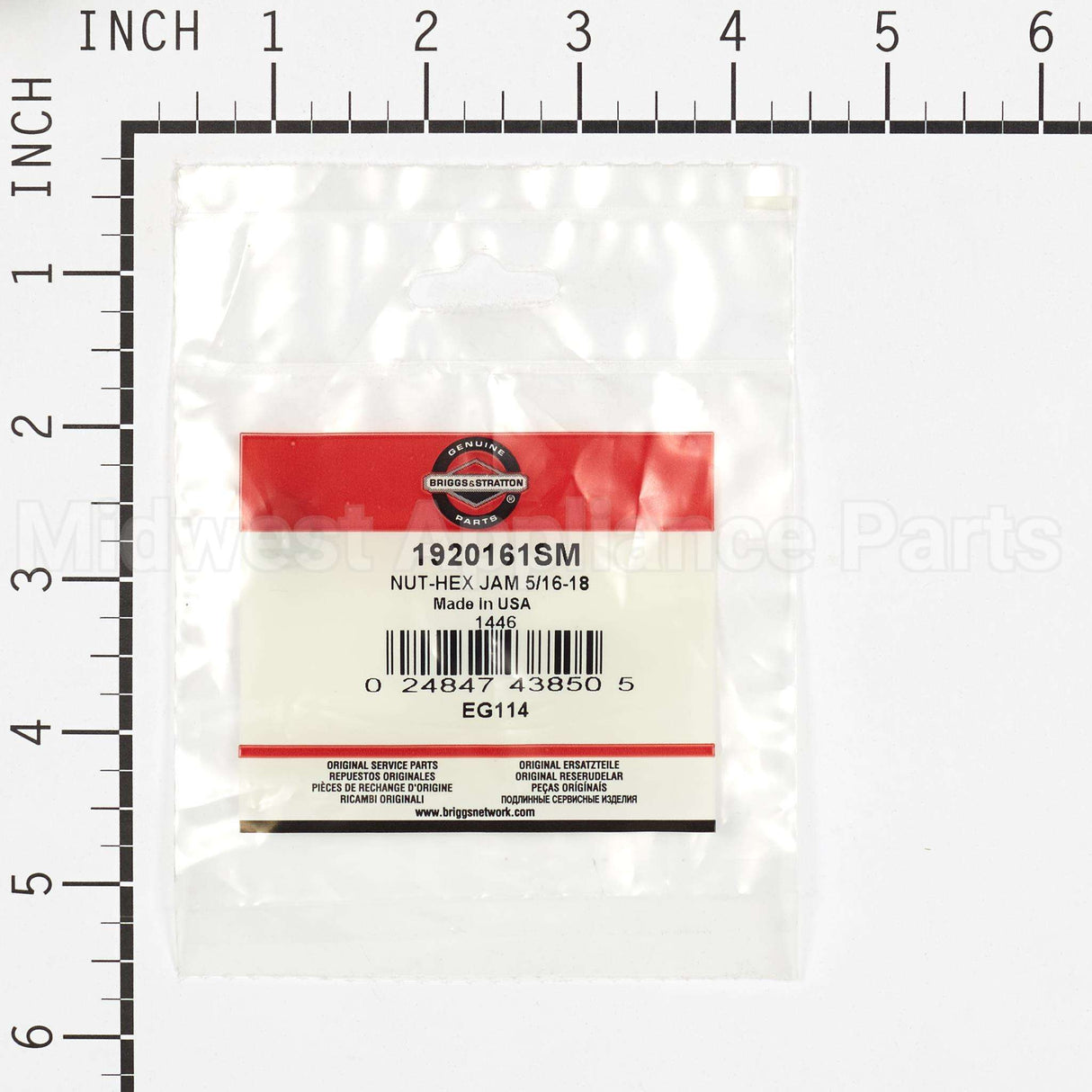 1920161SM Briggs & Stratton Nut-Hex Jam 5/16-18