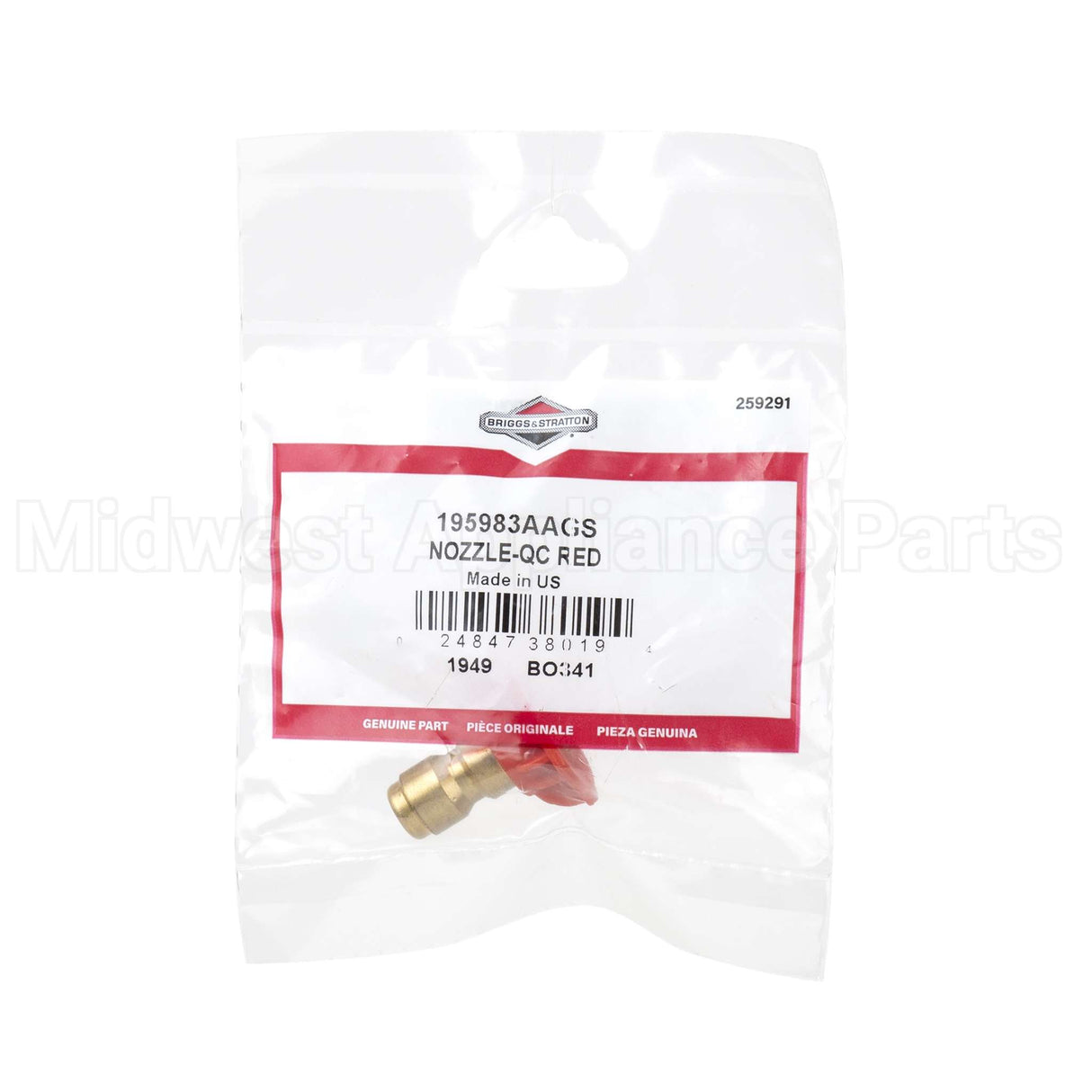 195983AAGS Briggs & Stratton Nozzle-Qc Red
