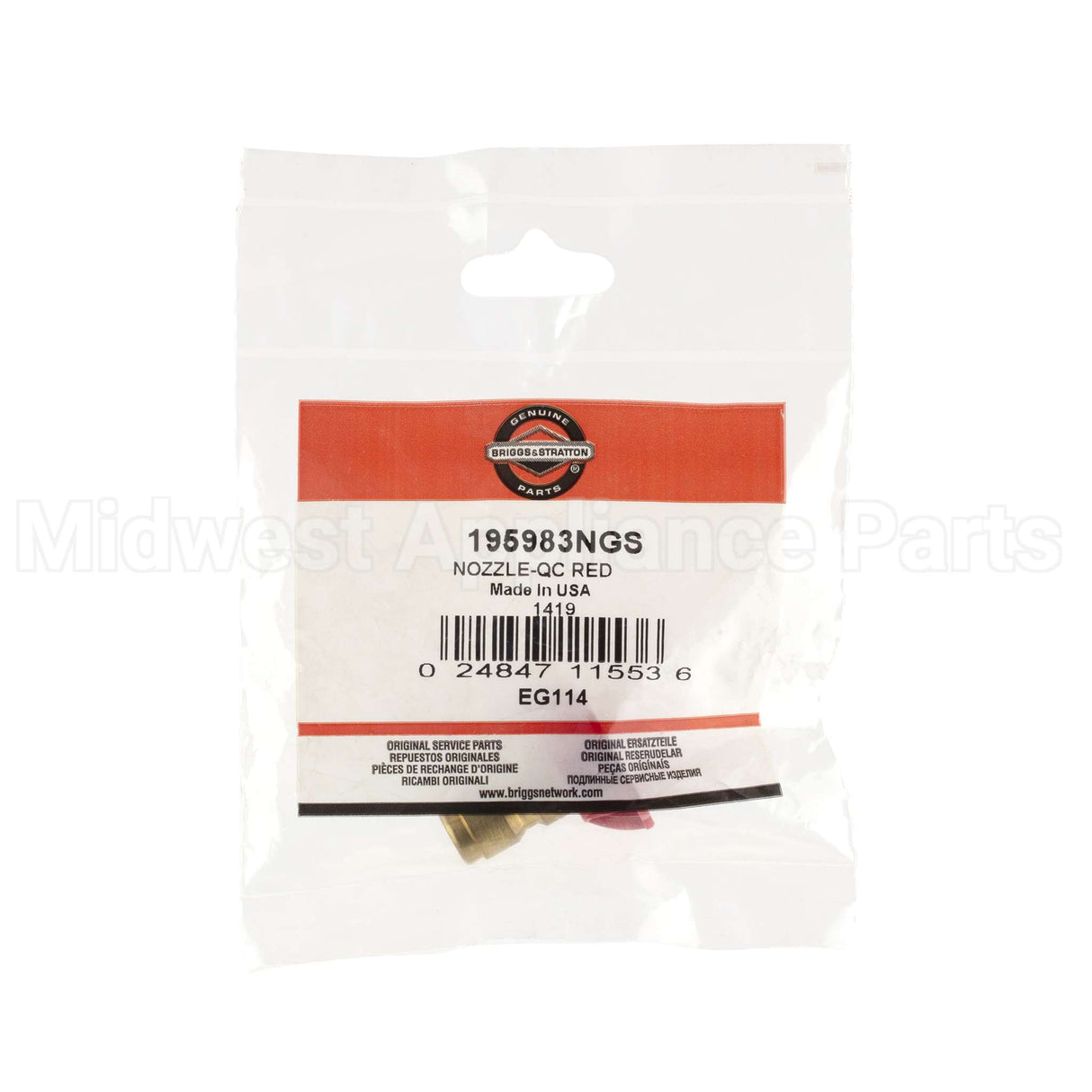 195983NGS Briggs & Stratton Nozzle-Qc Red