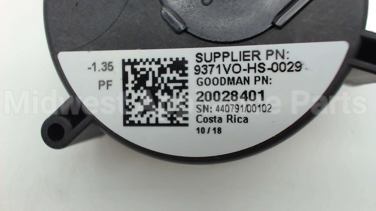 20028401 Amana-Goodman -1.35"Wc Spst Pressure Switch