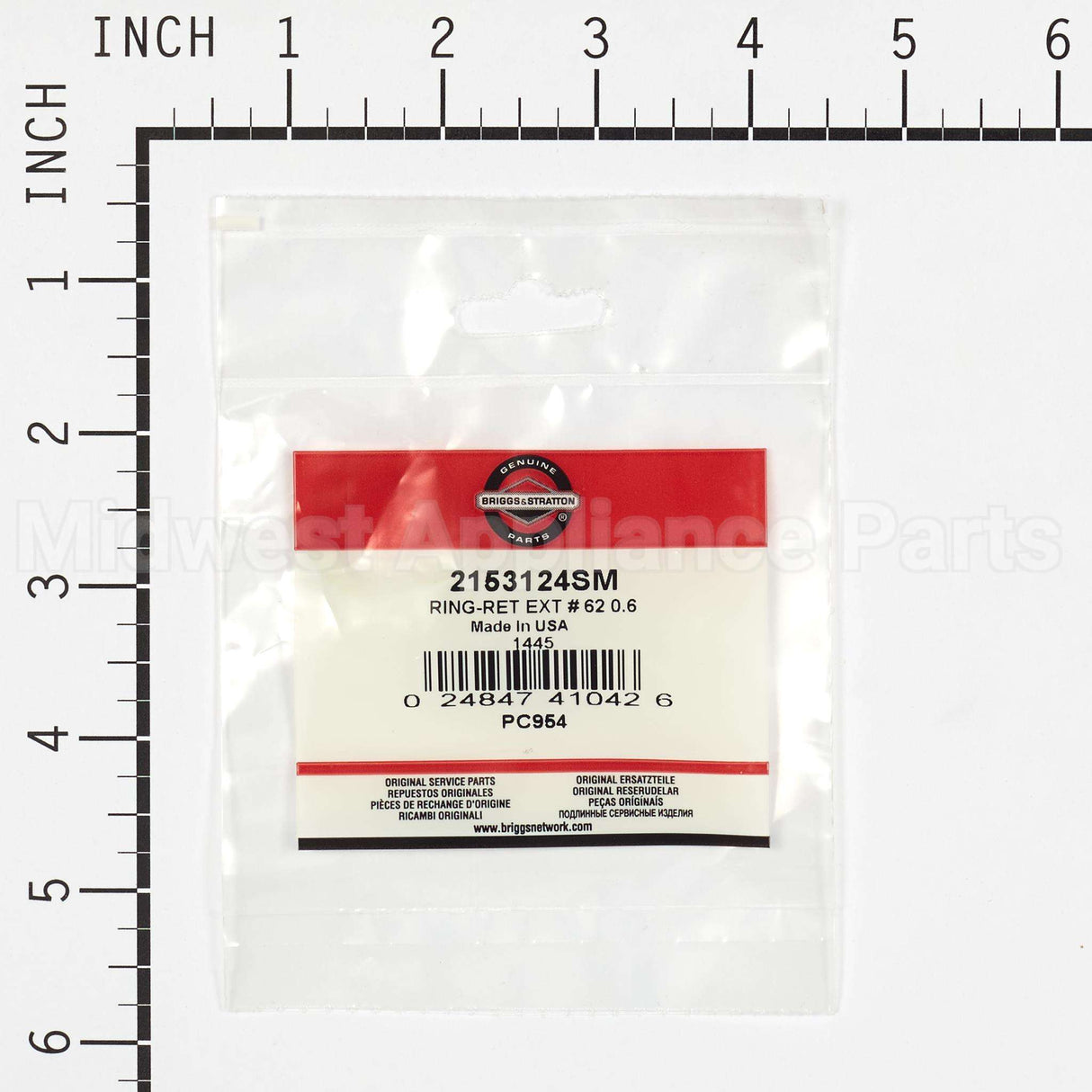 2153124SM Briggs & Stratton Ring-Ret Ext # 62 0.6
