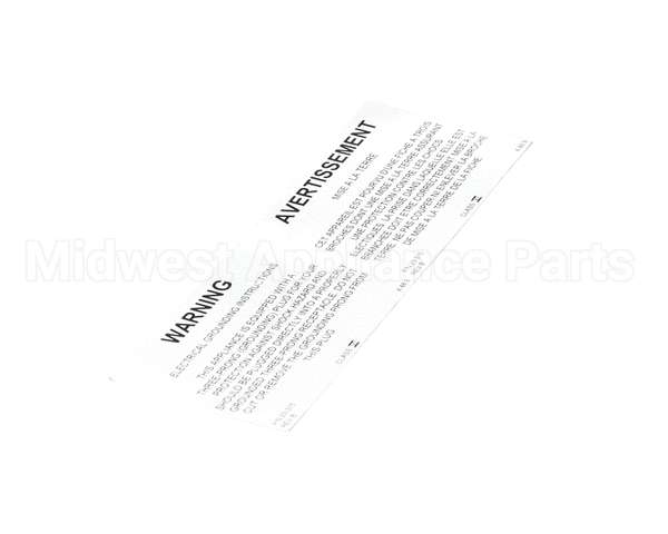 23315 Ultrafryer Decal, Warning Electrical Grou