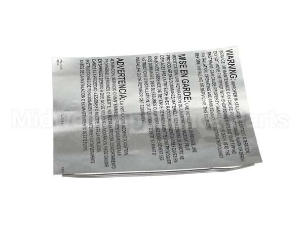 23376 Ultrafryer Decal, Warning -Improper Insta
