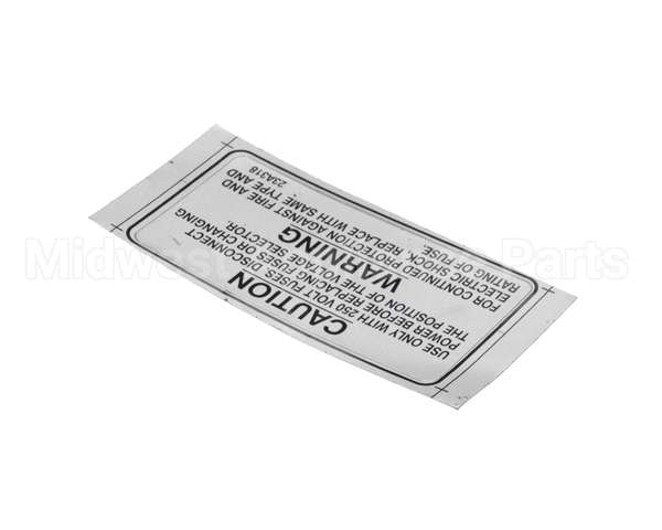 23A318 Ultrafryer Decal, Warning 250V Fuse Note