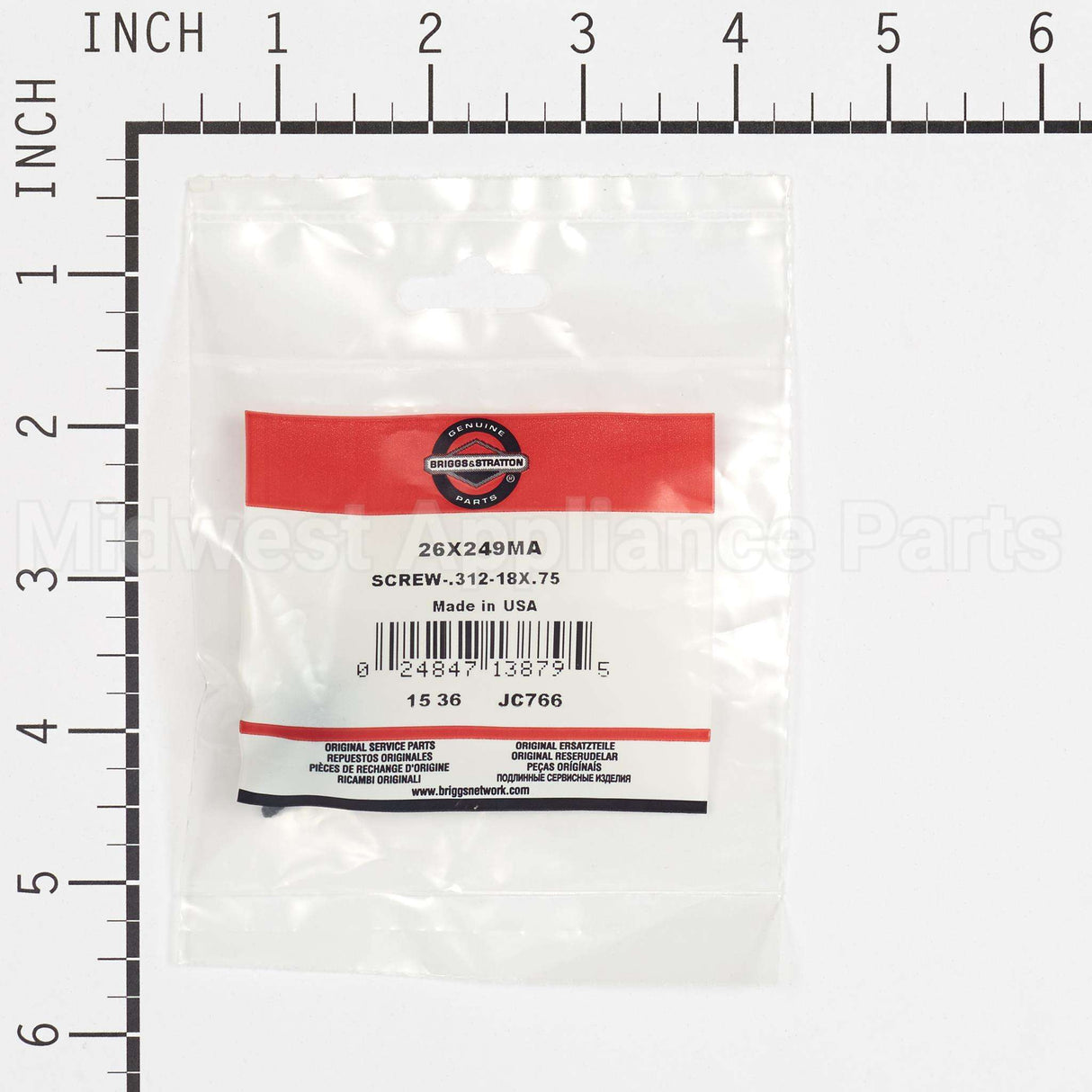 26X249MA Briggs & Stratton Screw-.312-18X.75