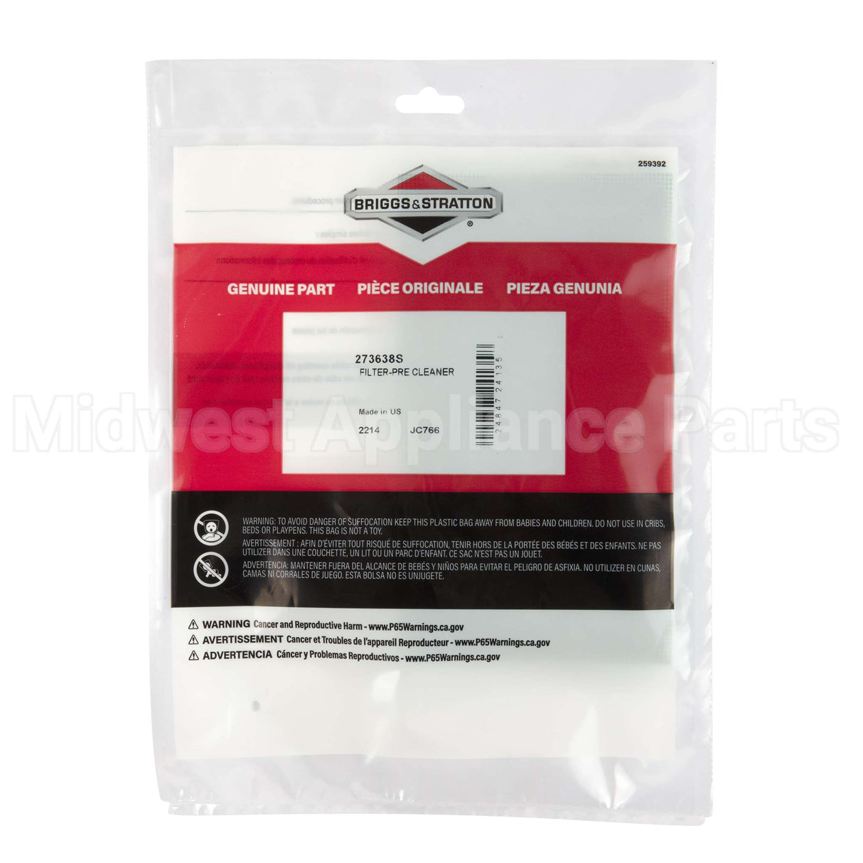 273638S Briggs & Stratton Filter-Pre Cleaner