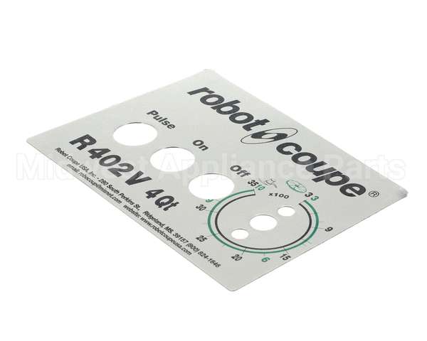 408006 Robot Coupe Data Plate R402V