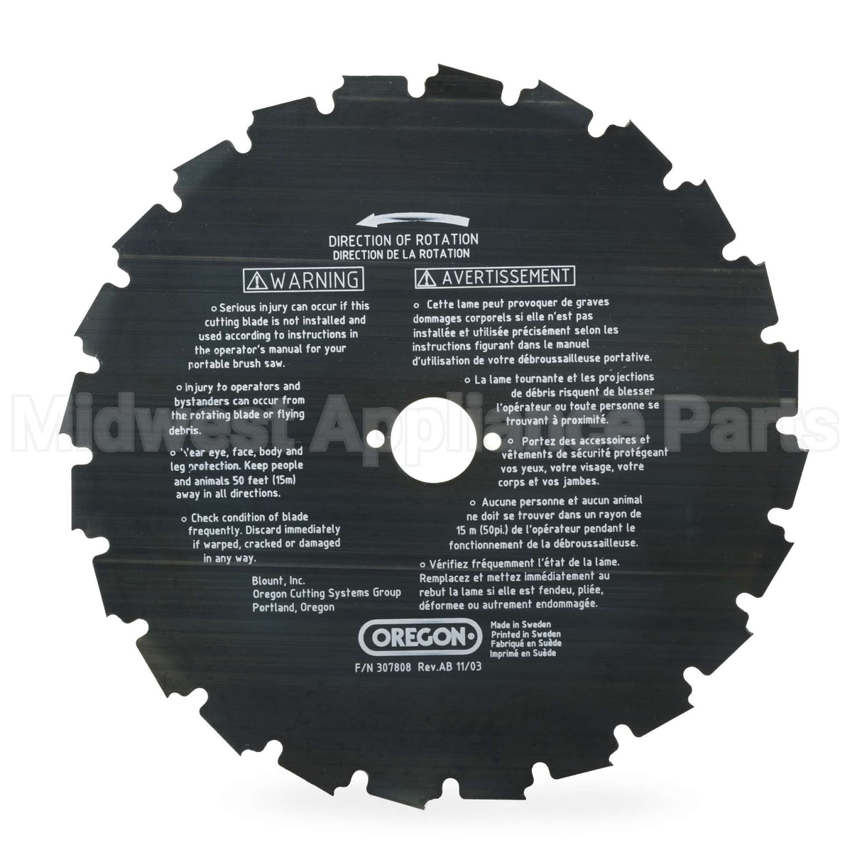 41-933 Oregon Eia Brush Blade 9In 24 Teeth 2