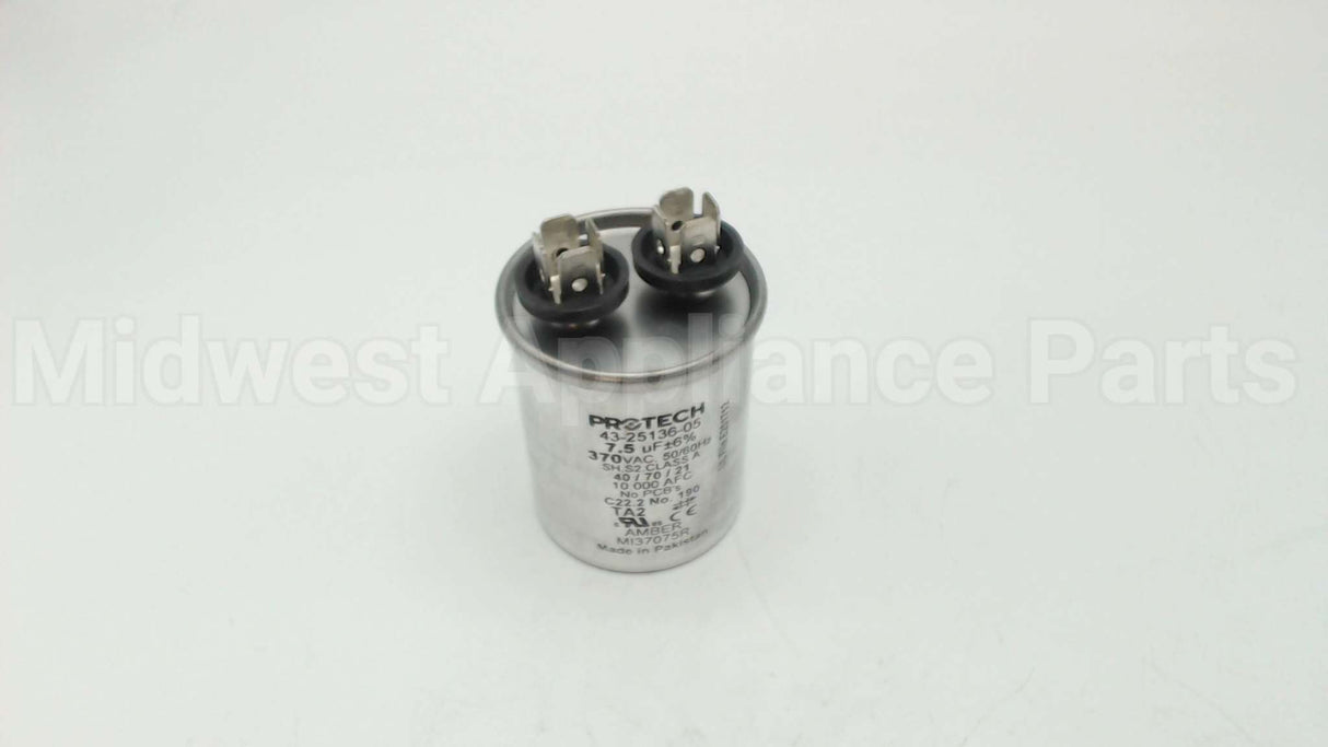 43-25136-05 Rheem-Ruud 7.5Mfd 370V Rnd Run Capacitor