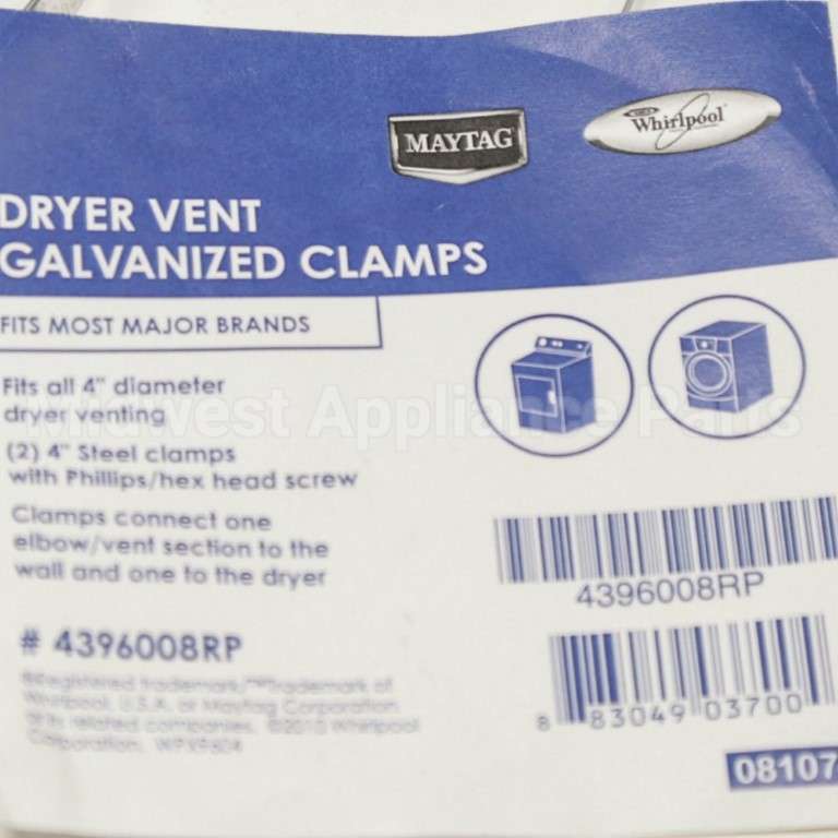 4396008RP Whirlpool Dryer Venting-4 Steel C