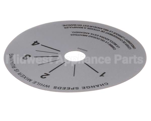 4400349 Univex Label,Srm20-40 Speed Control (98)(P)