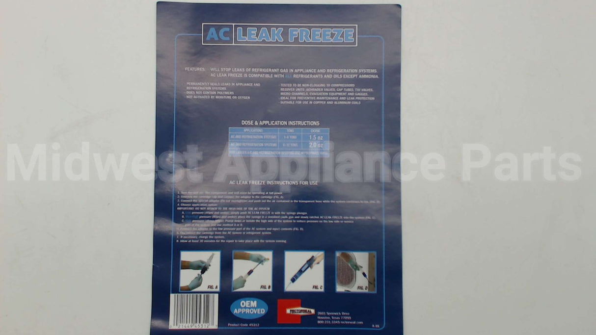 45312 Rectorseal Leak Frz 1.5Oz Csh 1/4"Adapter