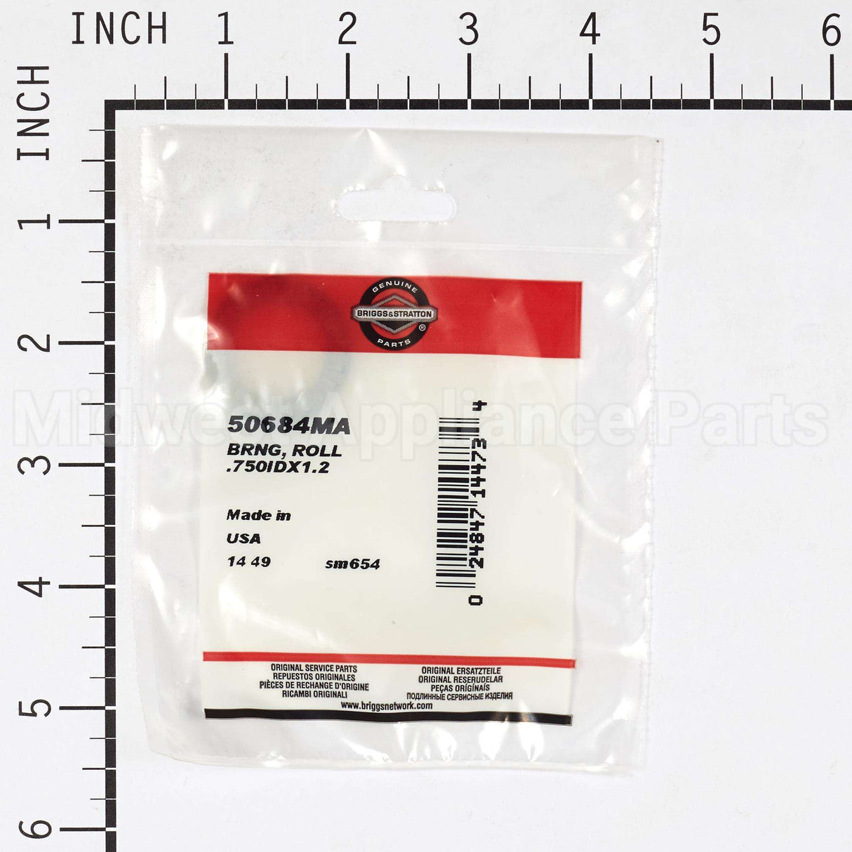 50684MA Briggs & Stratton Brng Roll .750Idx1.2