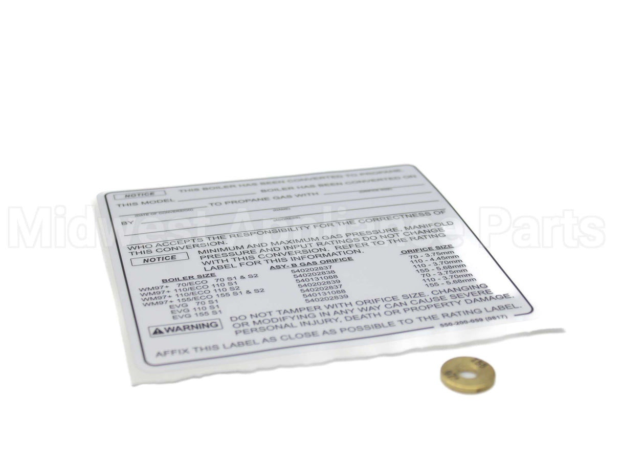 540-202-839 Weil Mclain Wm97+/Eco 155 Lp Orifice Assy