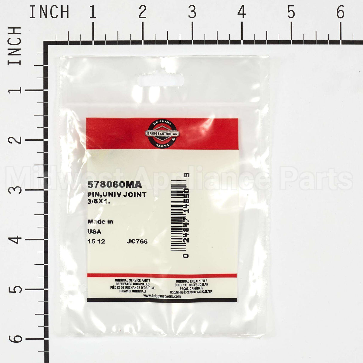 578060MA Briggs & Stratton Pinuniv Joint 3/8X1.