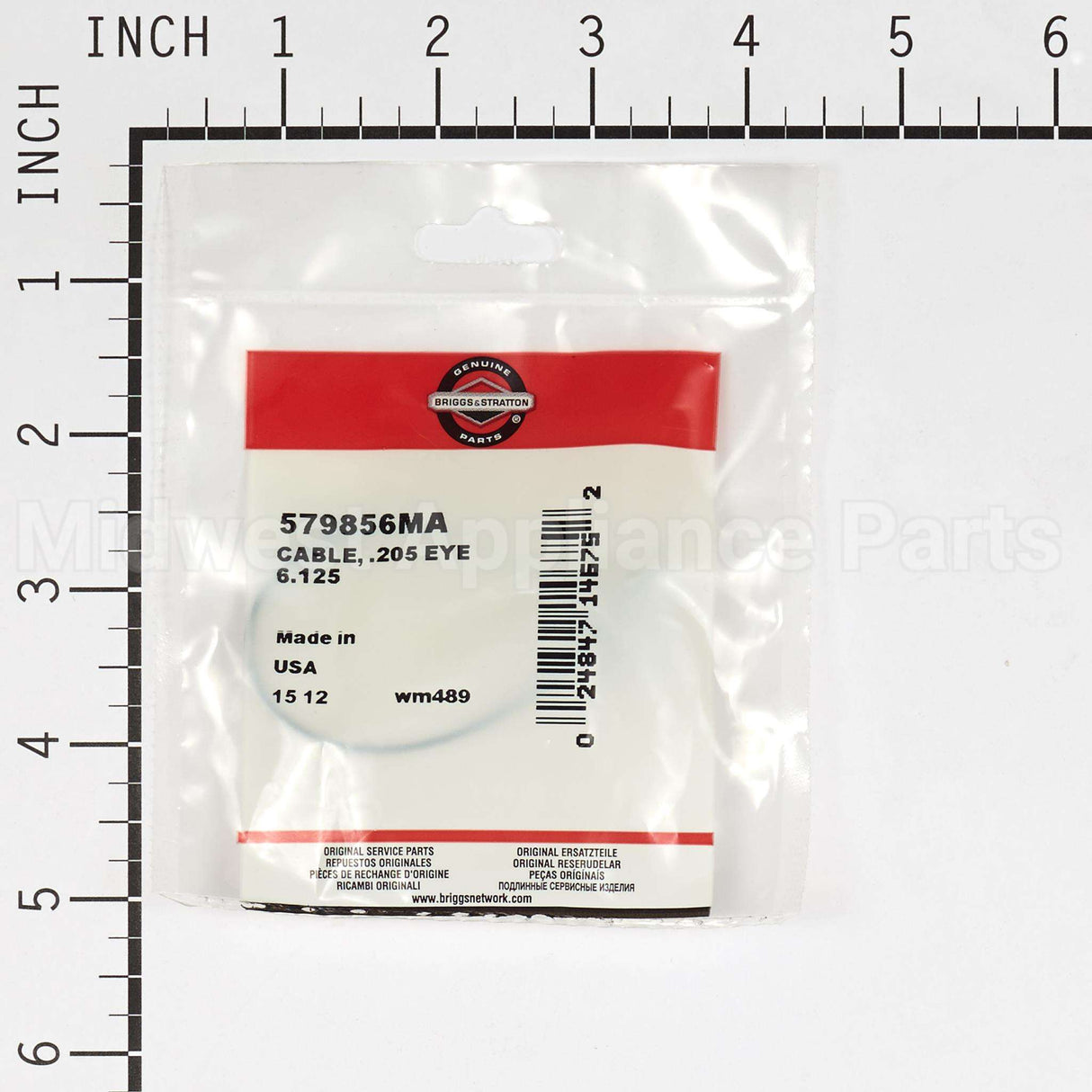 579856MA Briggs & Stratton Cable .205 Eye 6.125