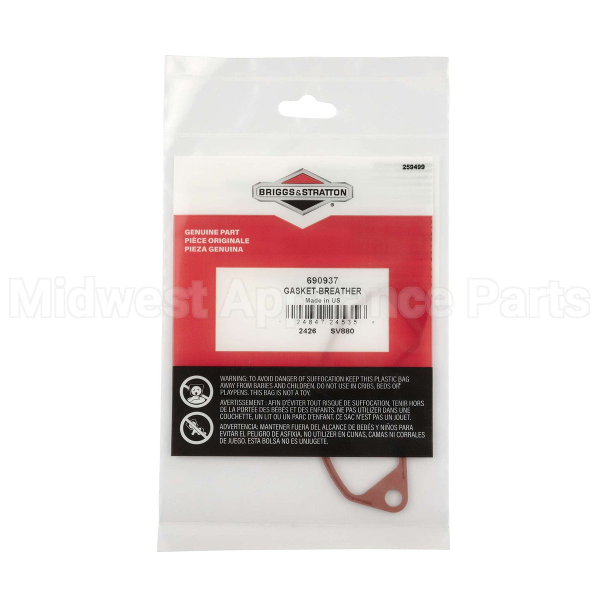 690937 Briggs & Stratton Gasket-Breather
