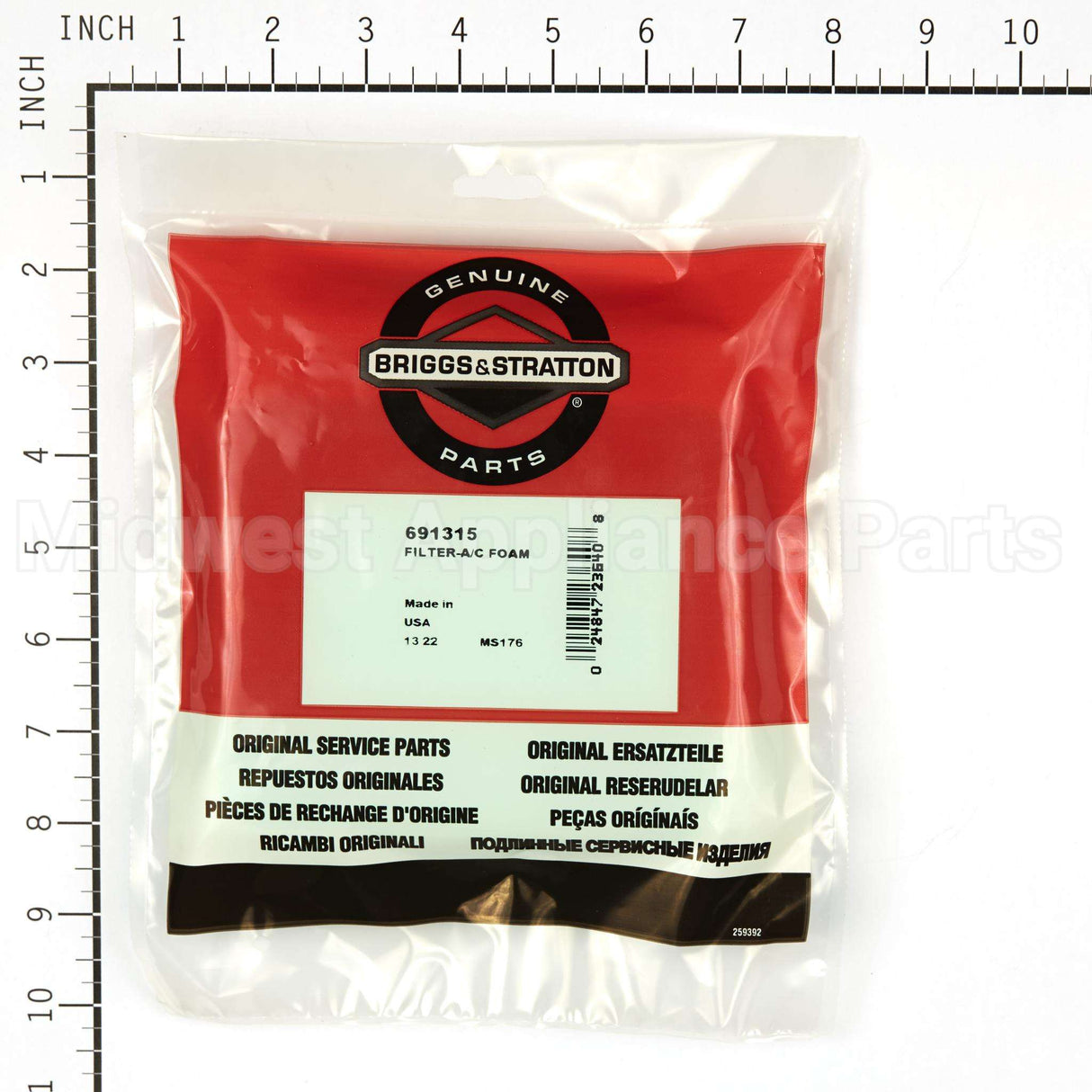 691315 Briggs & Stratton Filter-A/C Foam