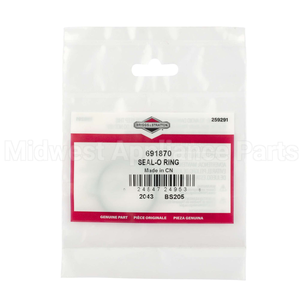 691870 Briggs & Stratton Seal-O Ring
