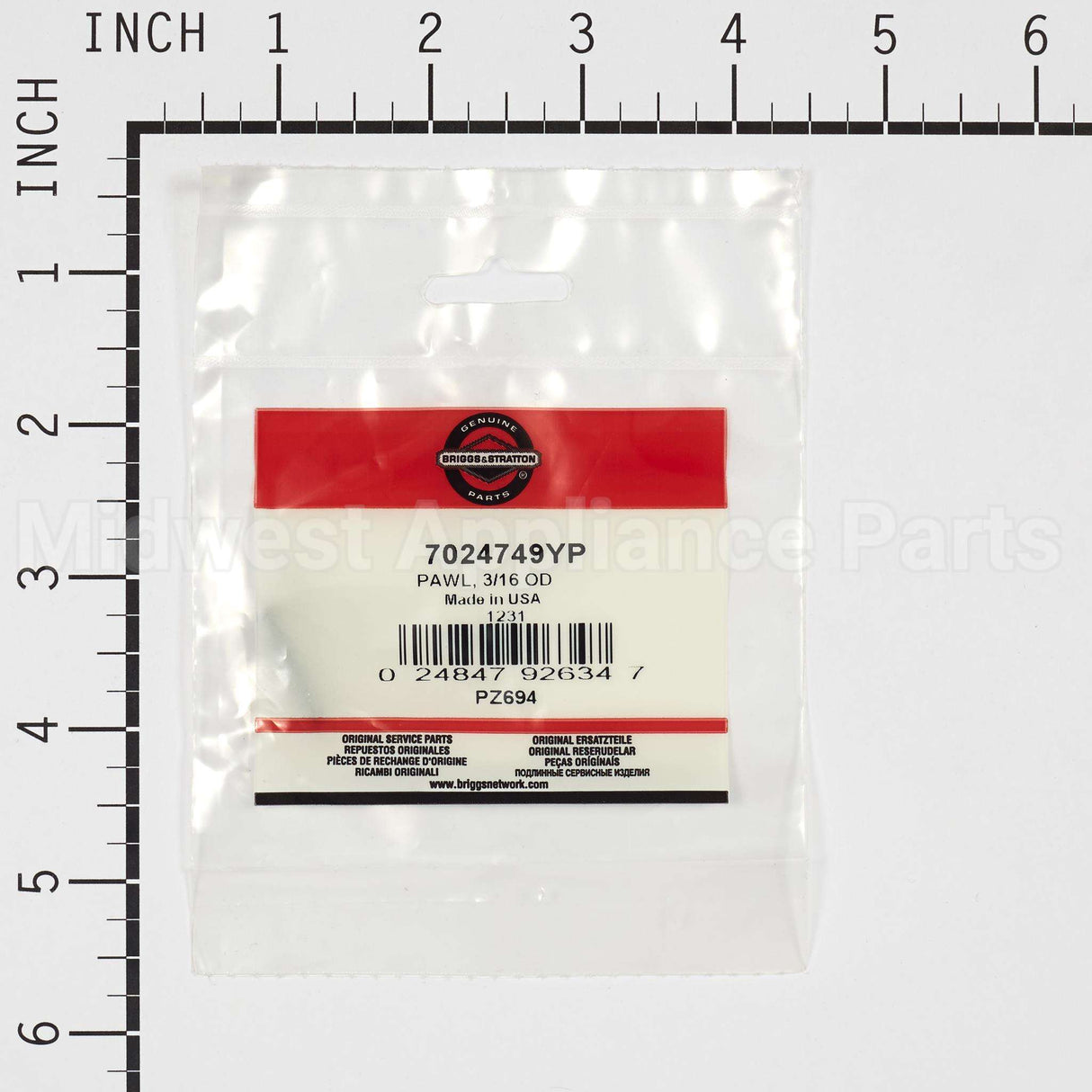 7024749YP Briggs & Stratton Pawl 3/16 Od