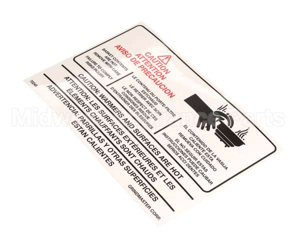 70248 Grindmaster Cecilware Label, Warning A546-213
