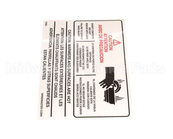 70248 Grindmaster Cecilware Label, Warning A546-213