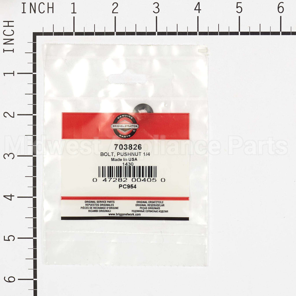 703826 Briggs & Stratton Bolt Pushnut 1/4