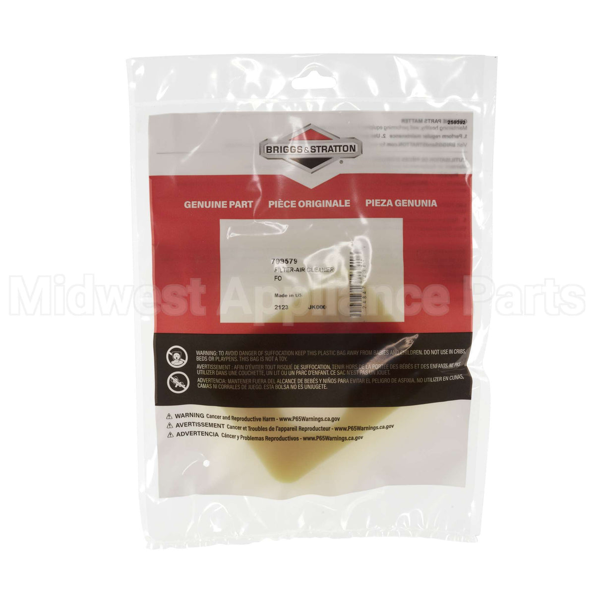 799579 Briggs & Stratton Filter-Air Cleaner Fo