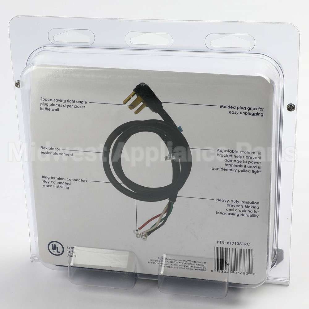 8171381RC Whirlpool 6' 30 Amp 4-Wire Power C