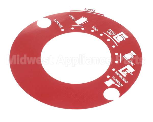 82033 Grindmaster Cecilware Decal, Grnd Sel 875 Red