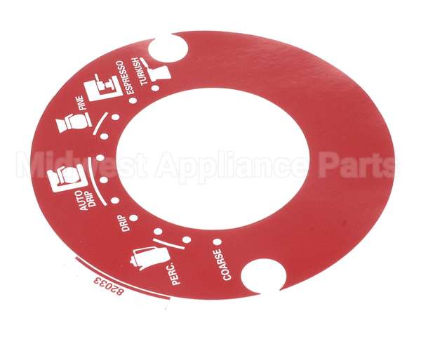 82033 Grindmaster Cecilware Decal, Grnd Sel 875 Red