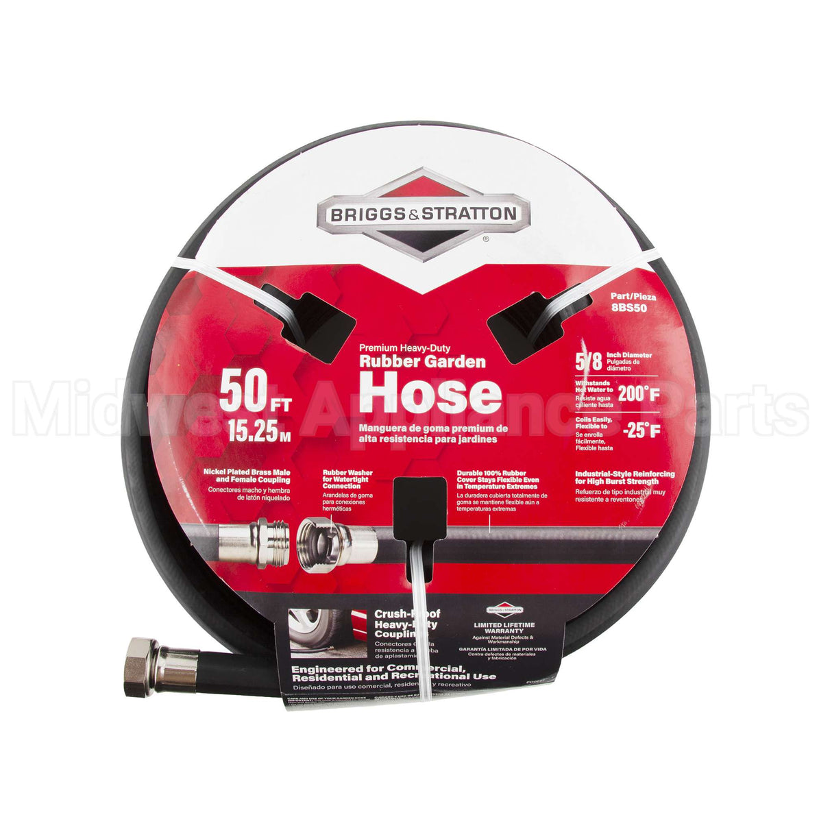 8BS50 Briggs & Stratton 5/8 X 50' Rubber Garden Hose