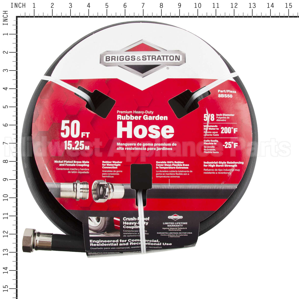 8BS50 Briggs & Stratton 5/8 X 50' Rubber Garden Hose