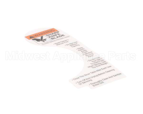 910242 Globe Slicer Warning Label Nsf8