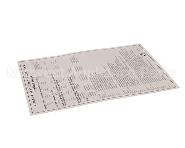 A6064501 Pitco Label,Data Pkging Ce