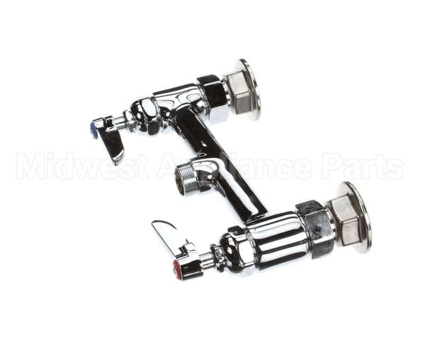 B-0220-LN T&S Brass Double Pantry Swivel Base Faucet, Deck M