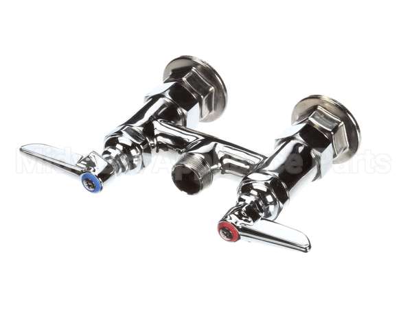 B-0225-LN T&S Brass Double Pantry Base Faucet, Swivel Outlet