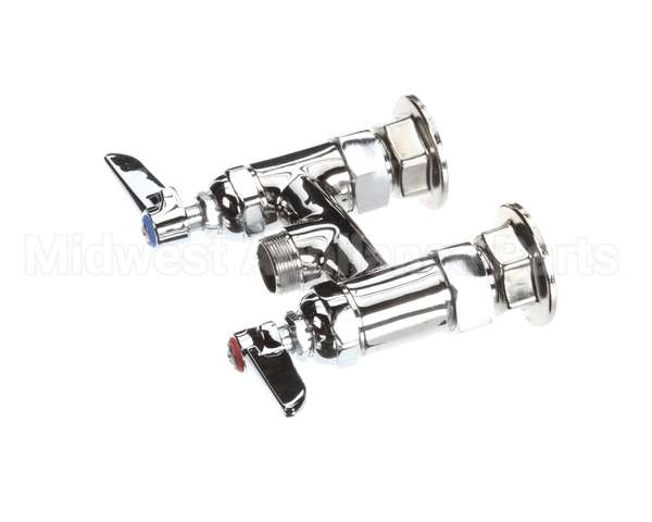 B-0225-LN T&S Brass Double Pantry Base Faucet, Swivel Outlet